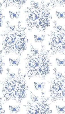 Fabric roller blind Blue flowers and butterflies