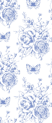 Fabric roller blind Blue flowers and butterflies