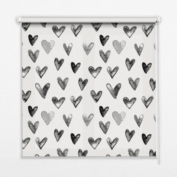Modern roller blind Black hearts