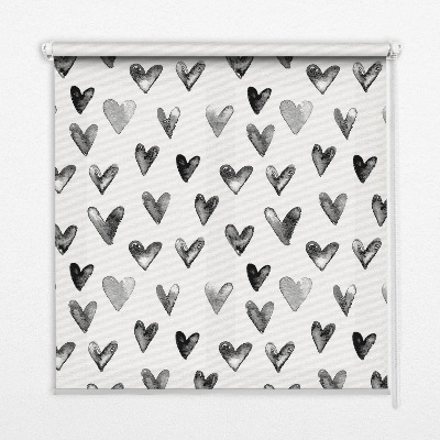 Modern roller blind Black hearts