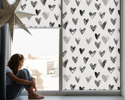 Modern roller blind Black hearts
