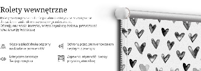 Modern roller blind Black hearts