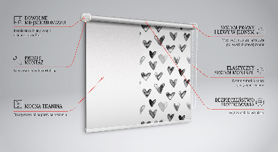 Modern roller blind Black hearts