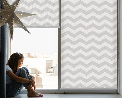 Roller blind for large window Gray zigzags