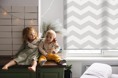 Roller blind for large window Gray zigzags
