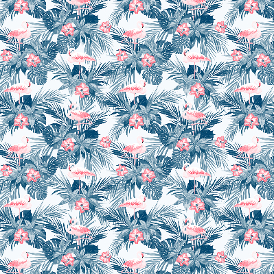 Roller blind for large window Tropical plants and flamingos