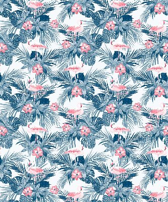 Roller blind for large window Tropical plants and flamingos