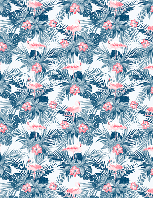 Roller blind for large window Tropical plants and flamingos