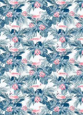 Roller blind for large window Tropical plants and flamingos