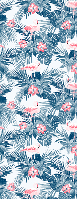Roller blind for large window Tropical plants and flamingos