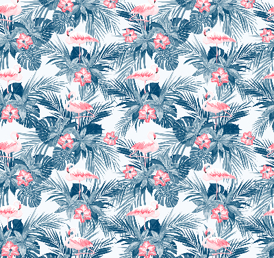 Roller blind for large window Tropical plants and flamingos