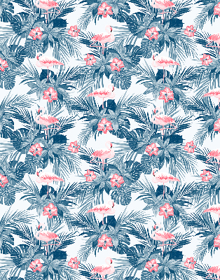 Roller blind for large window Tropical plants and flamingos