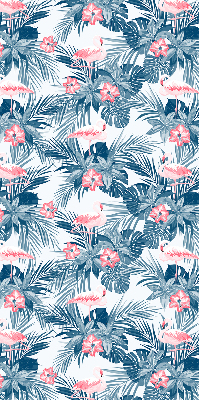 Roller blind for large window Tropical plants and flamingos