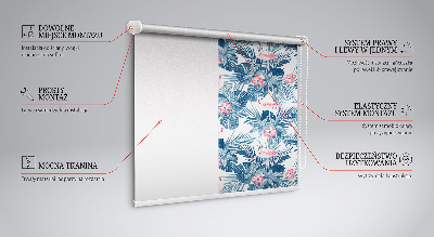 Roller blind for large window Tropical plants and flamingos