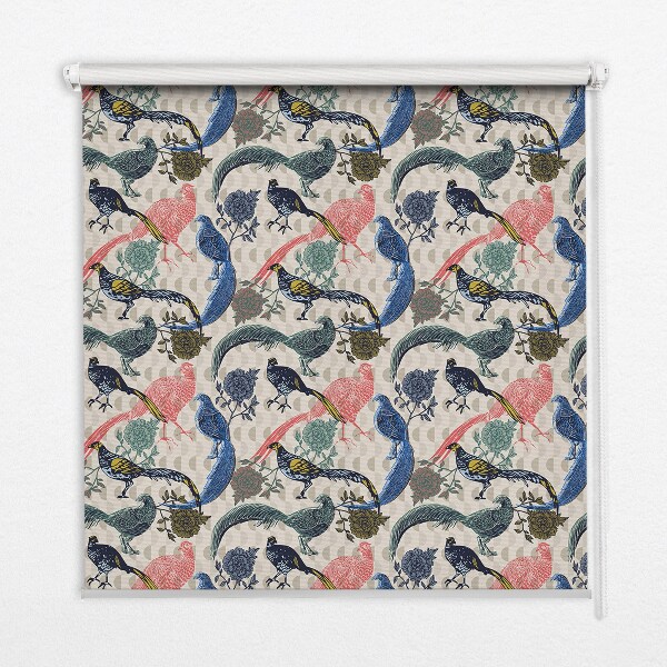 Modern roller blind Colorful peacocks