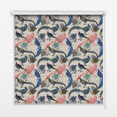 Modern roller blind Colorful peacocks