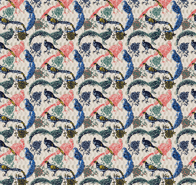 Modern roller blind Colorful peacocks