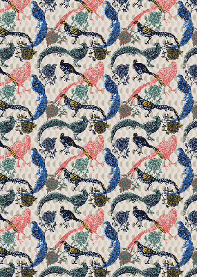 Modern roller blind Colorful peacocks