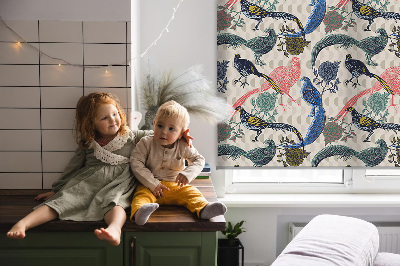 Modern roller blind Colorful peacocks