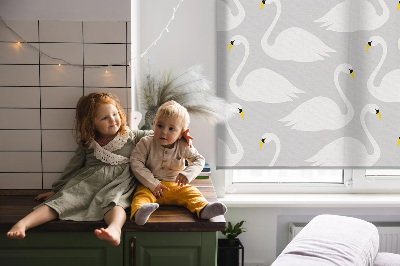 Fabric roller blind Swans