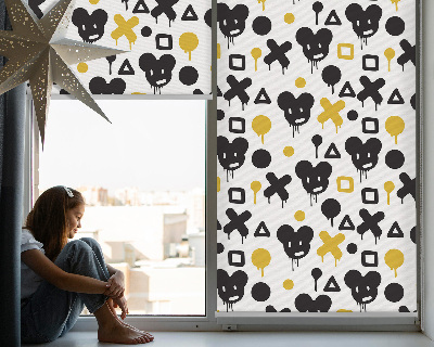 Modern roller blind Black and yellow patterns