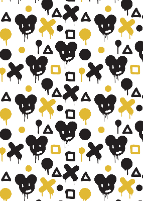 Modern roller blind Black and yellow patterns