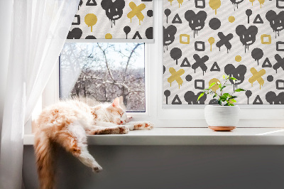 Modern roller blind Black and yellow patterns