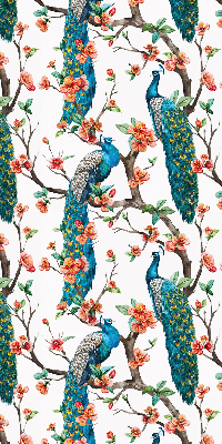 Modern roller blind Peacock on a branch