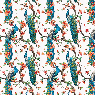 Modern roller blind Peacock on a branch