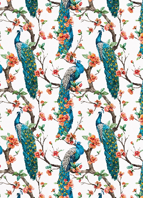 Modern roller blind Peacock on a branch