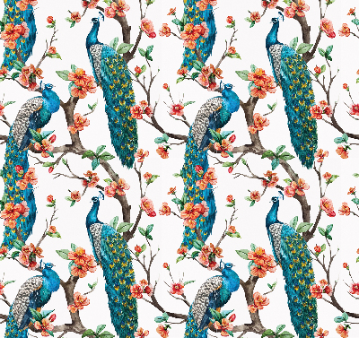 Modern roller blind Peacock on a branch