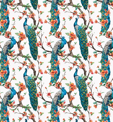 Modern roller blind Peacock on a branch