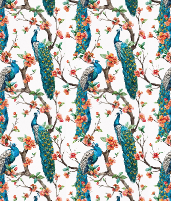Modern roller blind Peacock on a branch