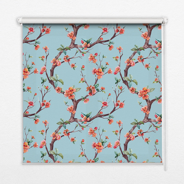 Roller blind for large window Flower buds from trees