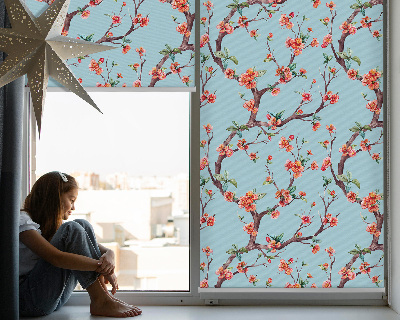 Roller blind for large window Flower buds from trees