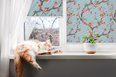Roller blind for large window Flower buds from trees