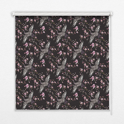 Modern roller blind Herons and flowers