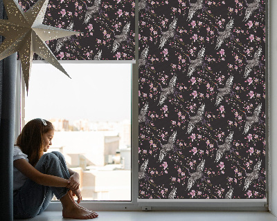 Modern roller blind Herons and flowers