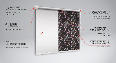 Modern roller blind Herons and flowers