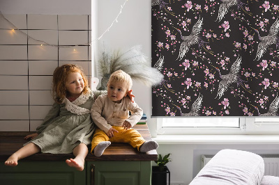 Modern roller blind Herons and flowers