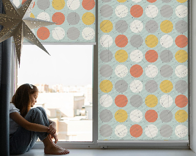 Roller blind for large window Dots connected by lines on circles