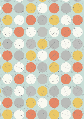 Roller blind for large window Dots connected by lines on circles