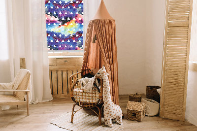 Roller blind for large window White triangles on a colored background