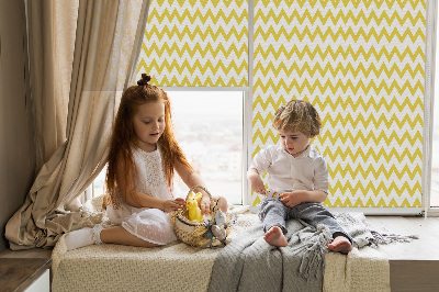 Fabric roller blind Yellow zigzags