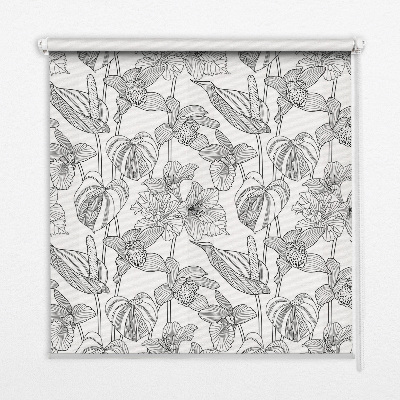 Fabric roller blind Sketched flowers