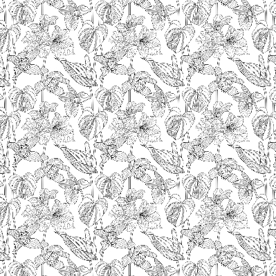 Fabric roller blind Sketched flowers