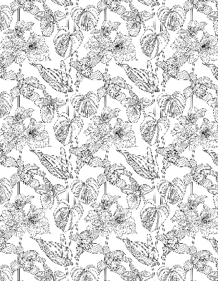 Fabric roller blind Sketched flowers