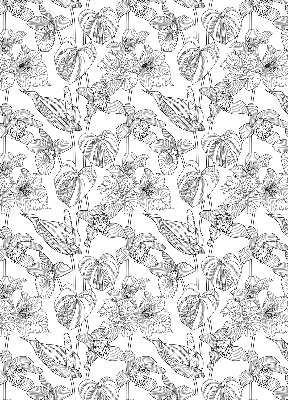 Fabric roller blind Sketched flowers