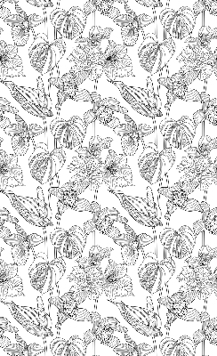 Fabric roller blind Sketched flowers