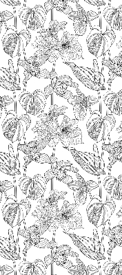 Fabric roller blind Sketched flowers